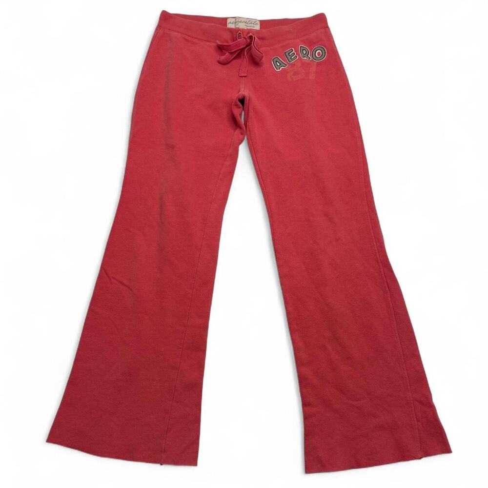 Y2K Low rise early 2000s Aeropostale pink cotton flare pants waist, size XS